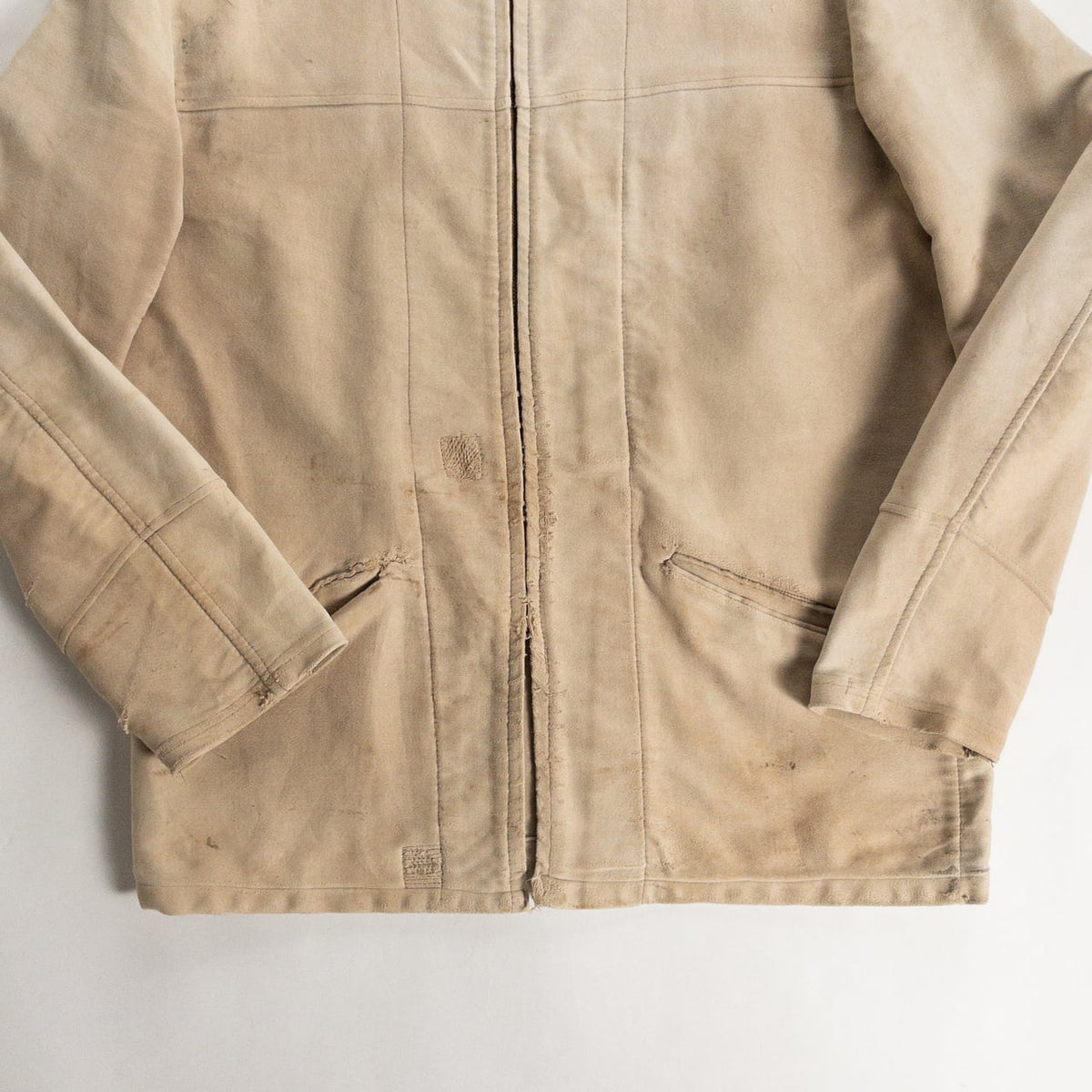 1950s "DOLMEN" French Brown Moleskin Cyclist Work Jacket