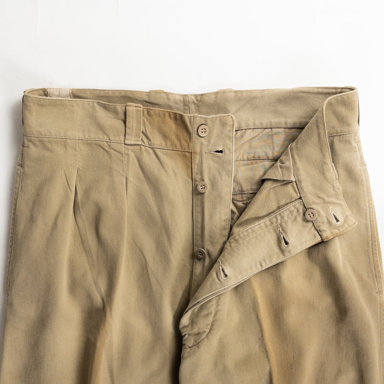 1950s "French Army" M52 Khaki Cotton Twill Chino Trousers