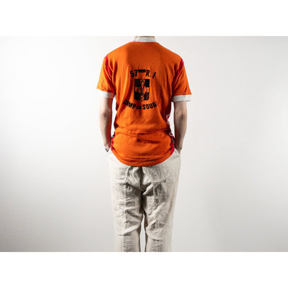 1960-70s "57eme R.I.Camp de Souge" Orenge Cotton Knit Half Zip-Up Sport Tee Shirt