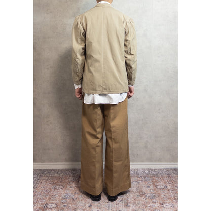 1940s-50s "French Vintage" "EGF" Beige Cotton Double Breasted Work Jacket