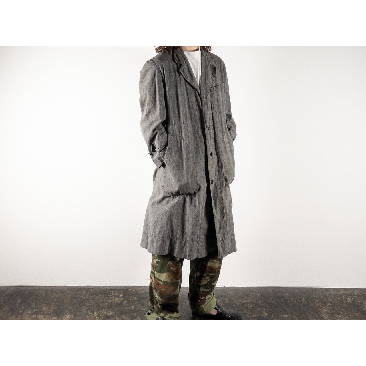 1940s "Euro Vintage" Light Black Chambray Atelier Work Coat