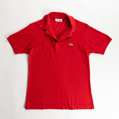 1980s "French LACOSTE" Red Cotton S/S Polo Shirt, Size 3