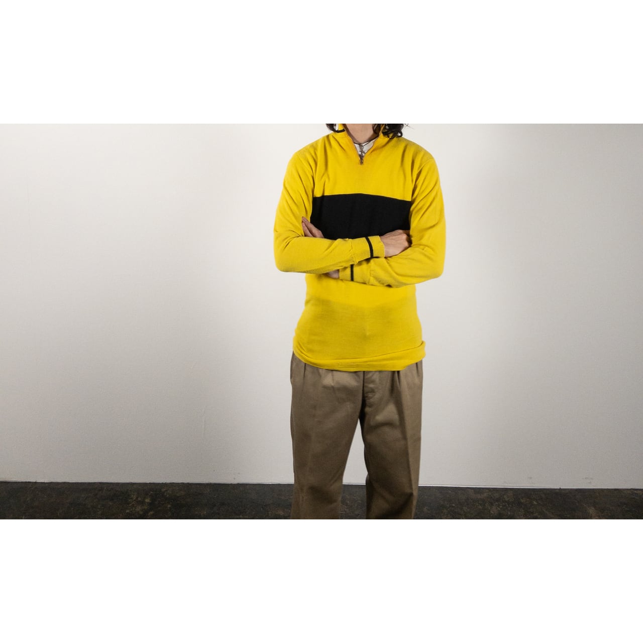 1970-80s "Au Tour de France" Yellow × Black Cyclist Knit Shirt