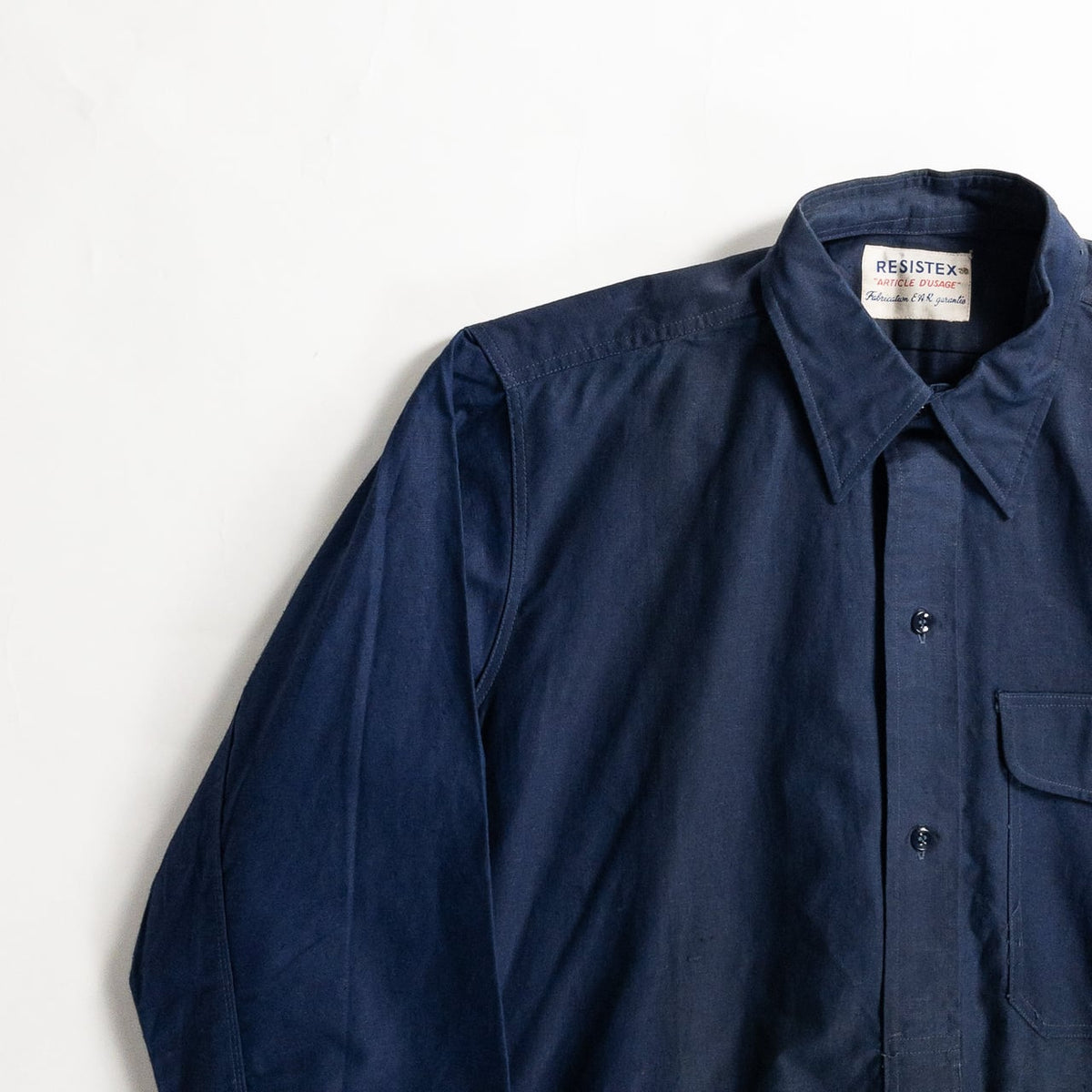 1960s "French Vintage" Blue Metis Work Shirt, Dead Stock