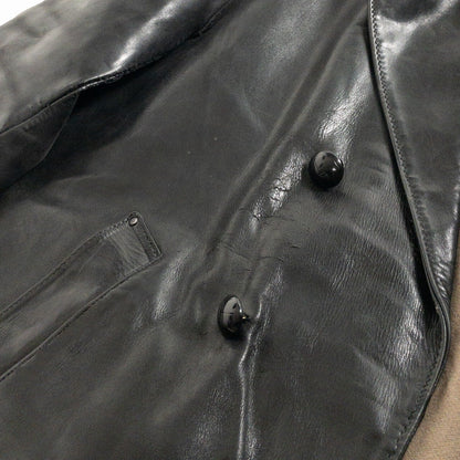 1950-60s "LORO PICENO" Black Leather Double-Breasted Jacket