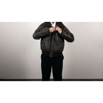 1970-80s "Made in USA" Brown Leather Boa Jacket