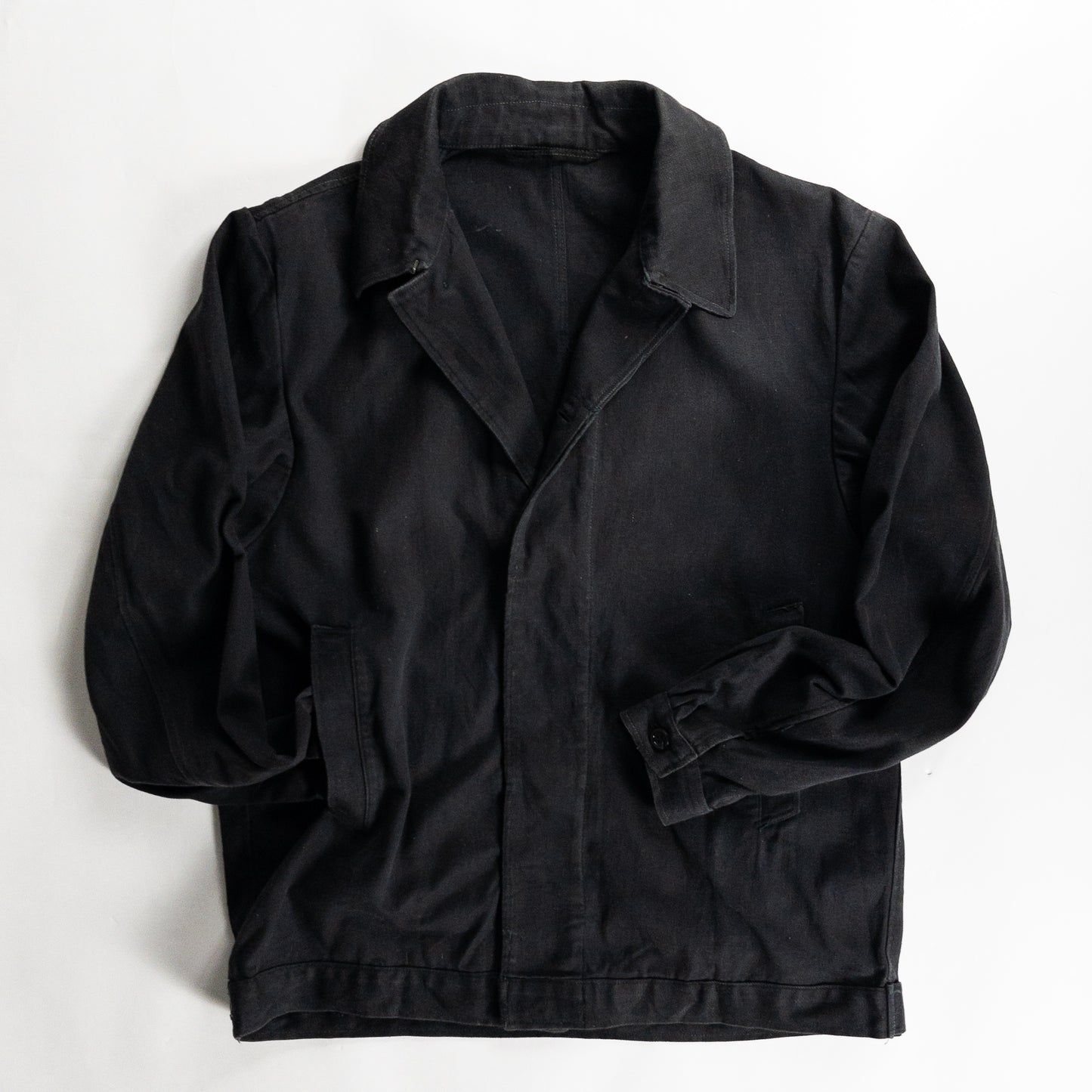 1970s "Soviet Military" Black Cotton Twill Work Jacket and this is a test for a long sentence