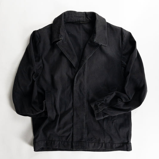 1970s "Soviet Military" Black Cotton Twill Work Jacket and this is a test for a long sentence