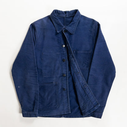 1970s "French Vintage" Blue Moleskin Work Jacket
