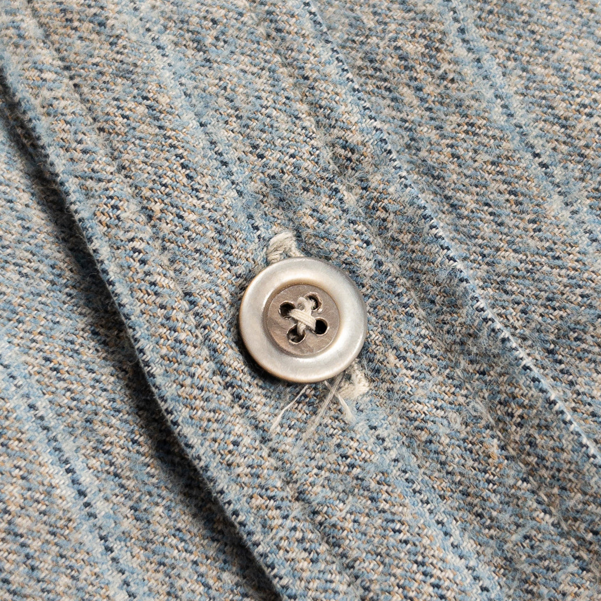 1940-50s "French Vintage" Blue × Gray Stripe Grandpa Work Shirt