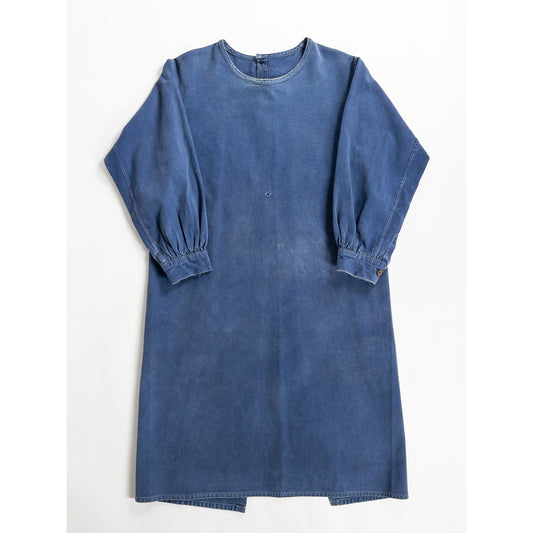 1950s "French Vintage" Blue Cotton Twill Gardener Smock