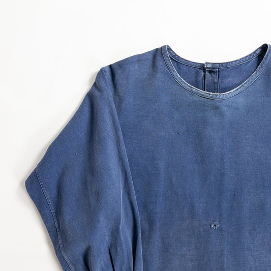 1950s "French Vintage" Blue Cotton Twill Gardener Smock