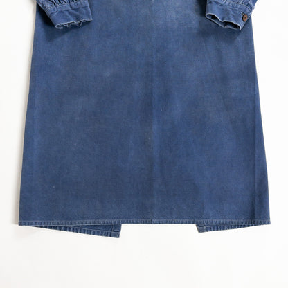 1950s "French Vintage" Blue Cotton Twill Gardener Smock
