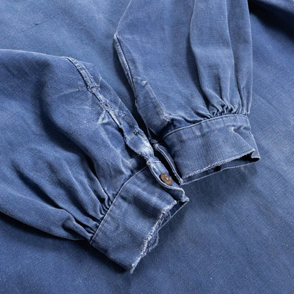 1950s "French Vintage" Blue Cotton Twill Gardener Smock