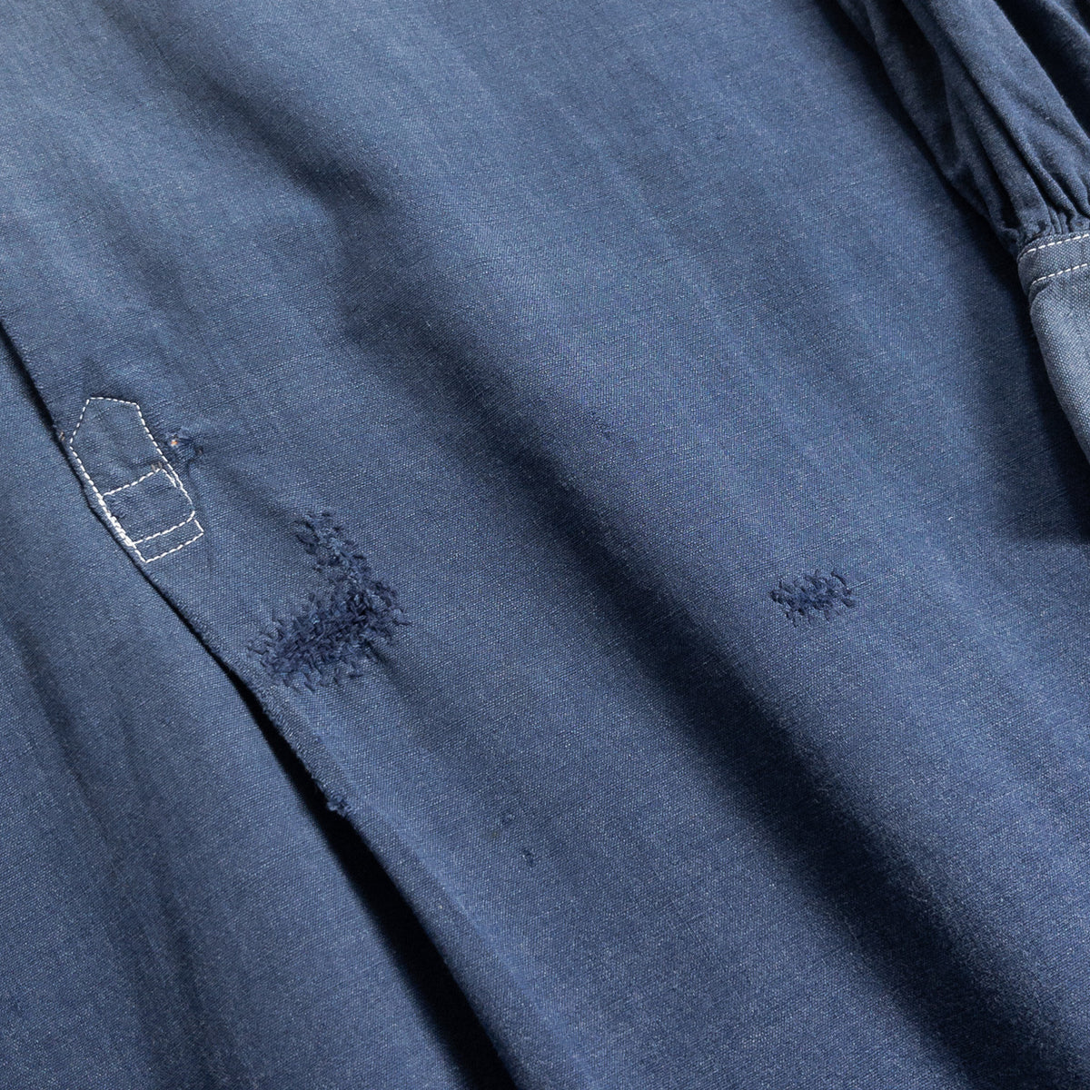 1940s "French Vintage" Blue Cotton Twill Grandpa Work Shirt