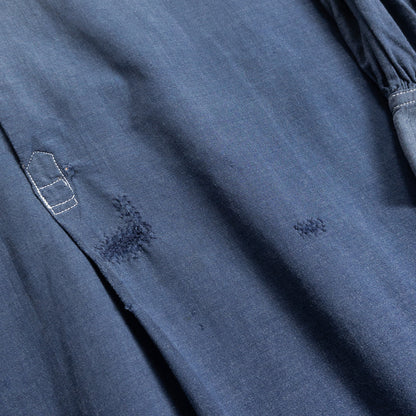 1940s "French Vintage" Blue Cotton Twill Grandpa Work Shirt