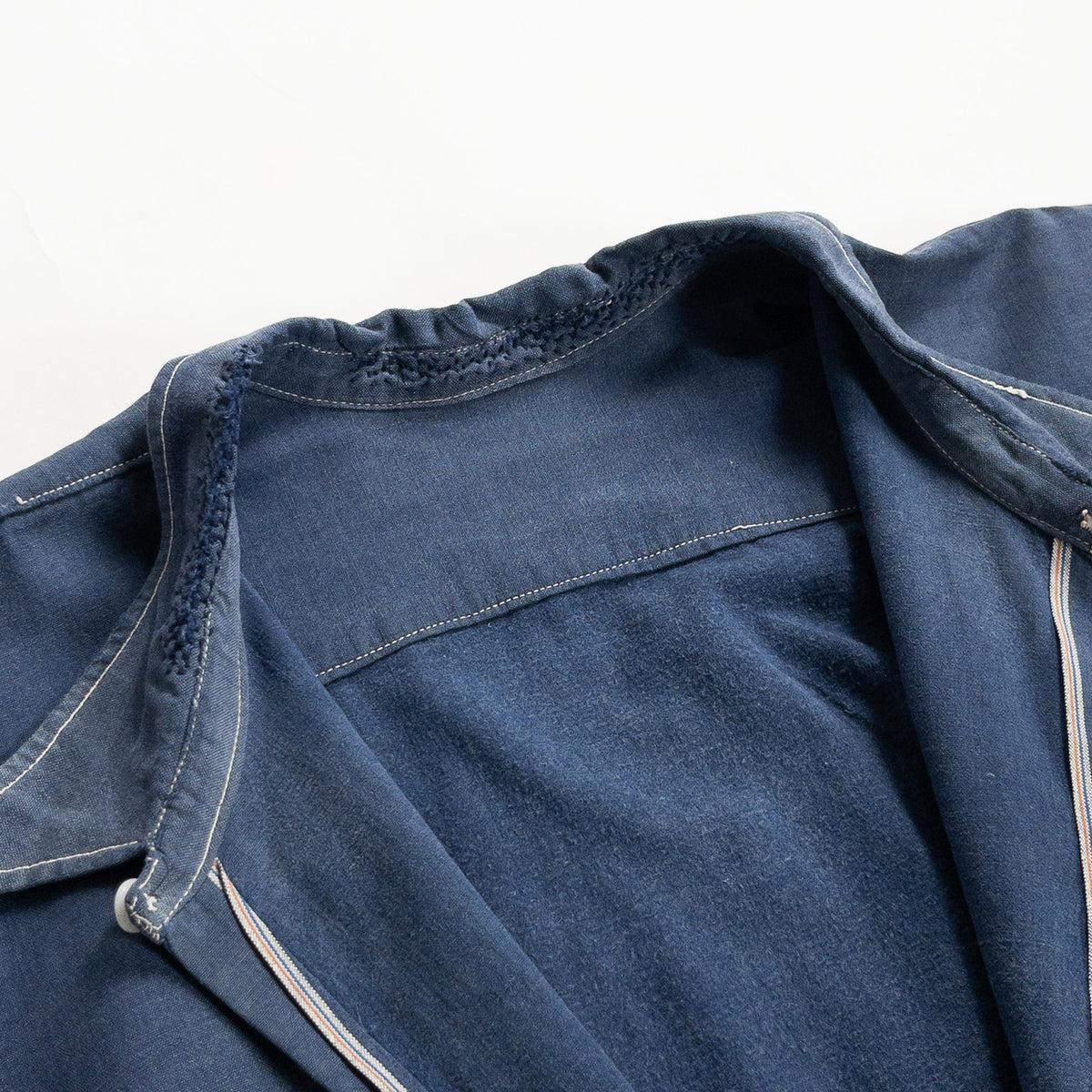 1940s "French Vintage" Blue Cotton Twill Grandpa Work Shirt