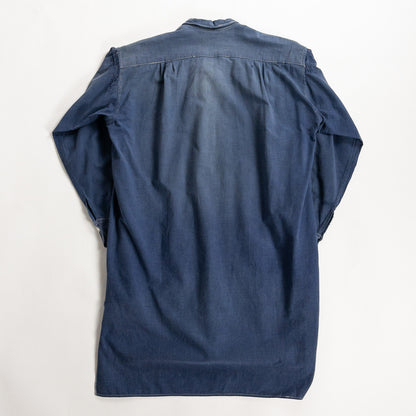 1940s "French Vintage" Blue Cotton Twill Grandpa Work Shirt