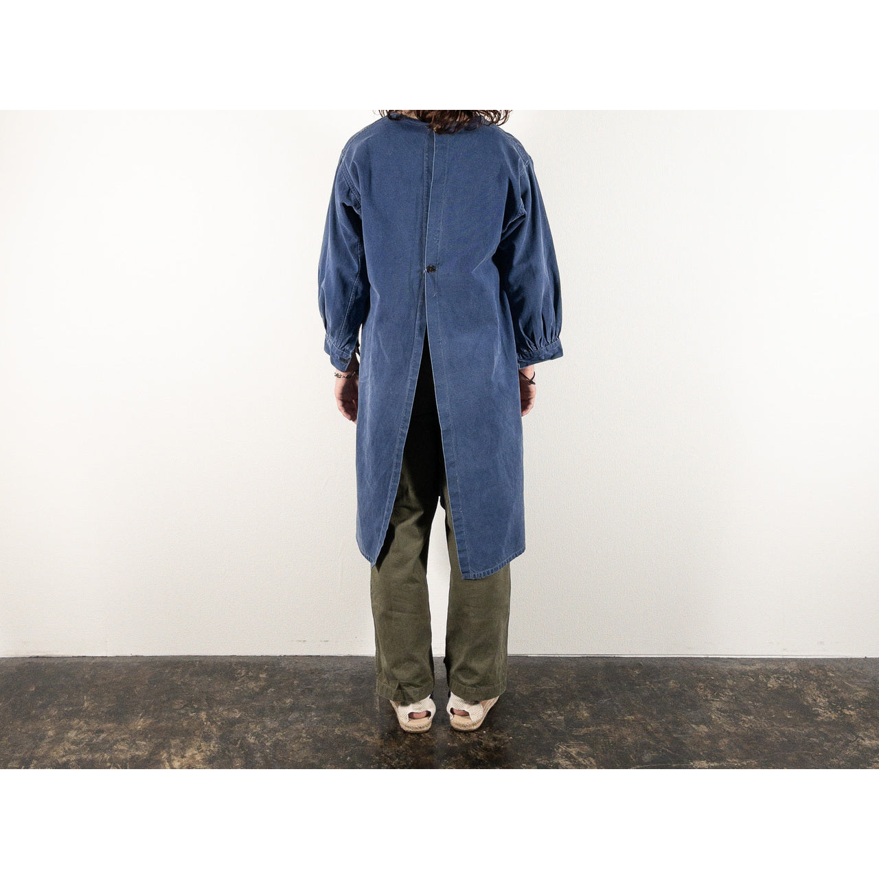 1950s "French Vintage" Blue Cotton Twill Gardener Smock