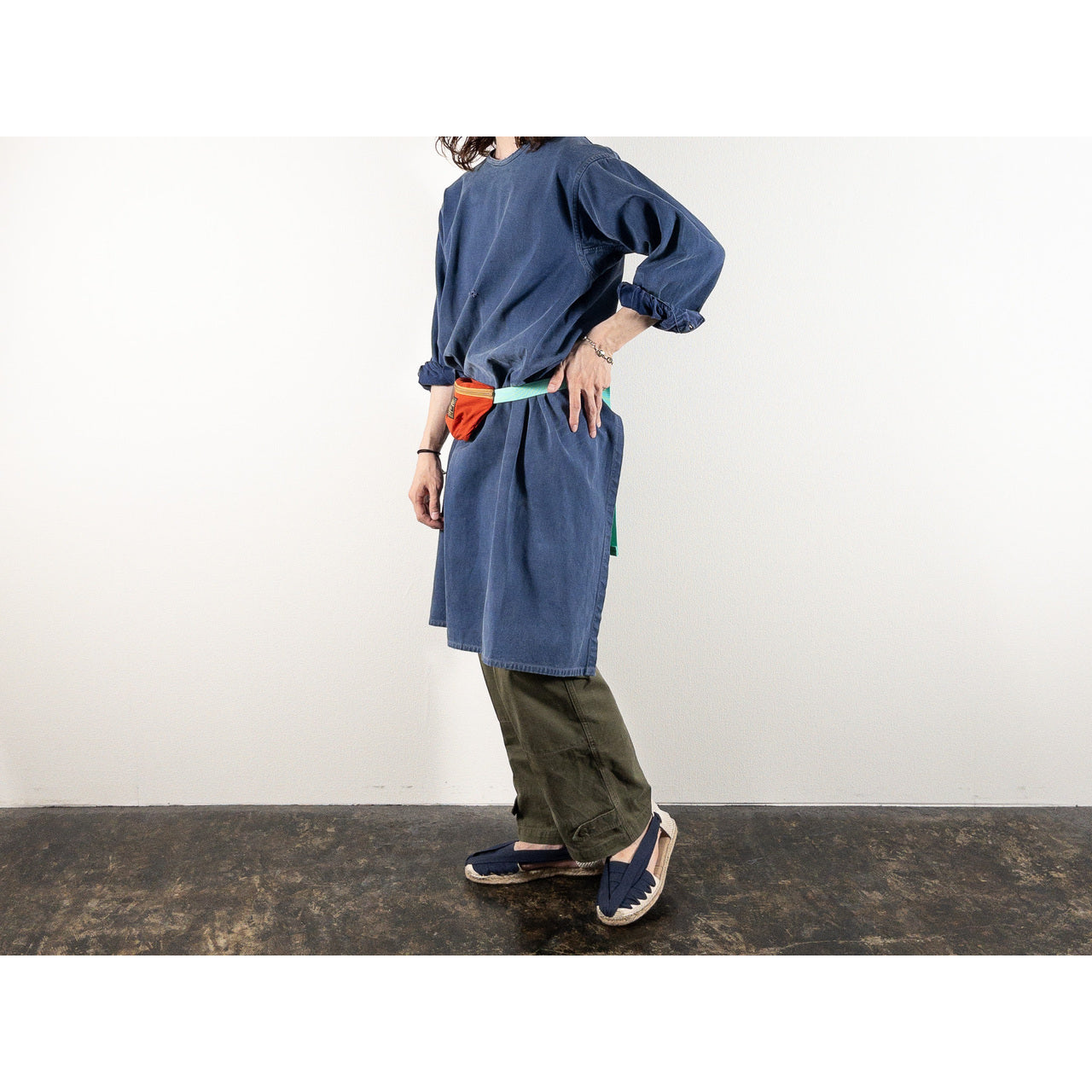 1950s "French Vintage" Blue Cotton Twill Gardener Smock