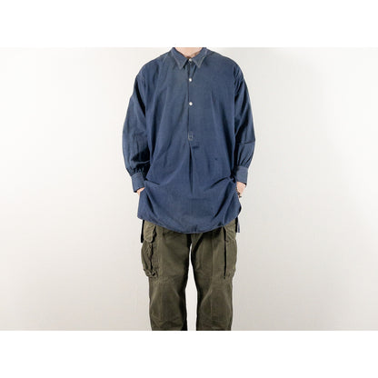 1940s "French Vintage" Blue Cotton Twill Grandpa Work Shirt