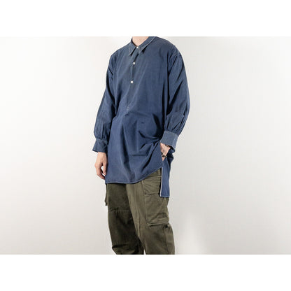 1940s "French Vintage" Blue Cotton Twill Grandpa Work Shirt