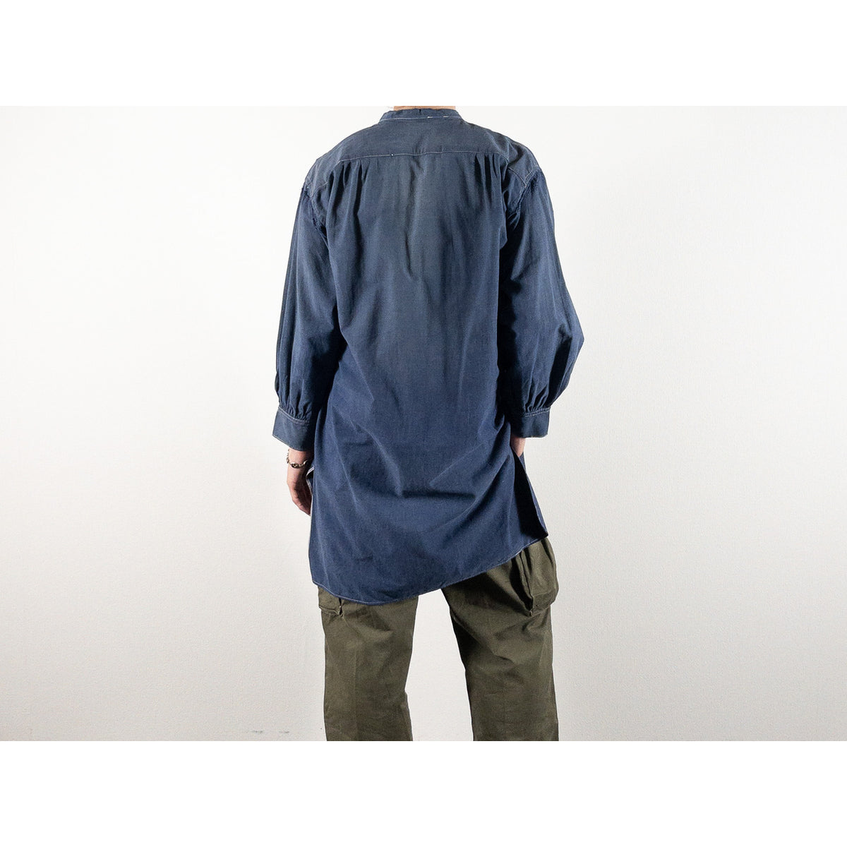 1940s "French Vintage" Blue Cotton Twill Grandpa Work Shirt
