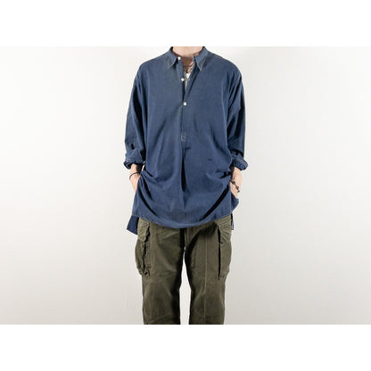 1940s "French Vintage" Blue Cotton Twill Grandpa Work Shirt