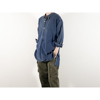 1940s "French Vintage" Blue Cotton Twill Grandpa Work Shirt