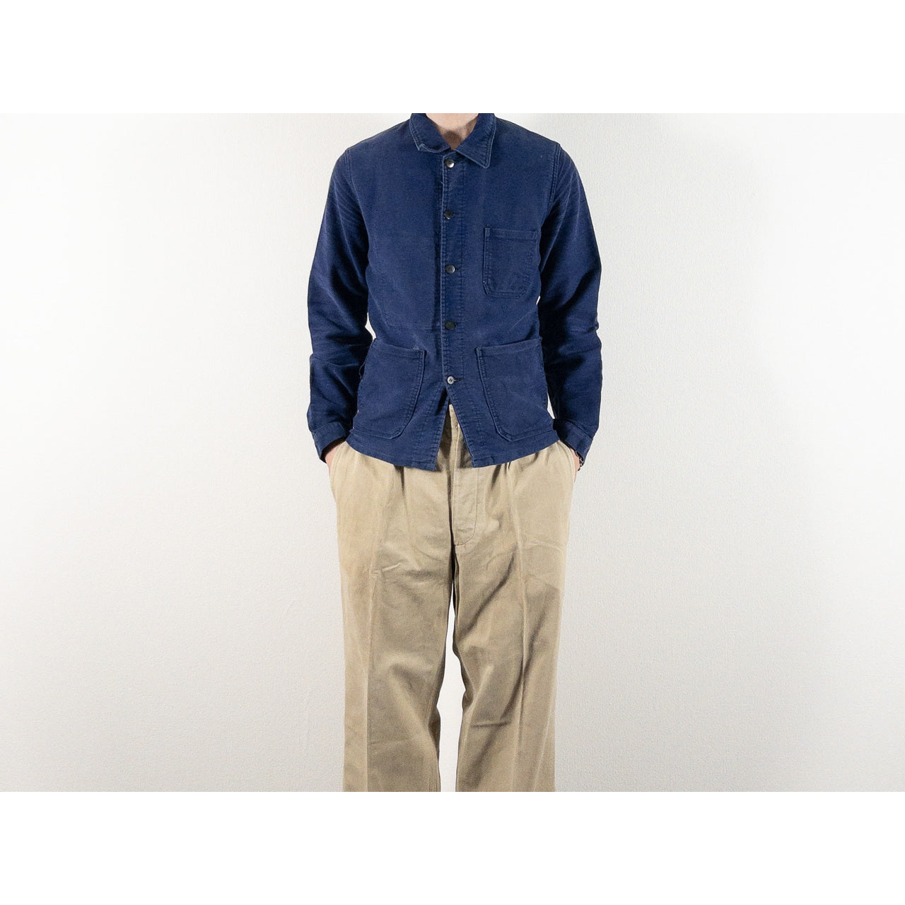 1970s "French Vintage" Blue Moleskin Work Jacket