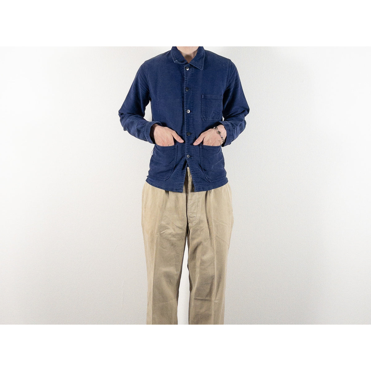 1970s "French Vintage" Blue Moleskin Work Jacket