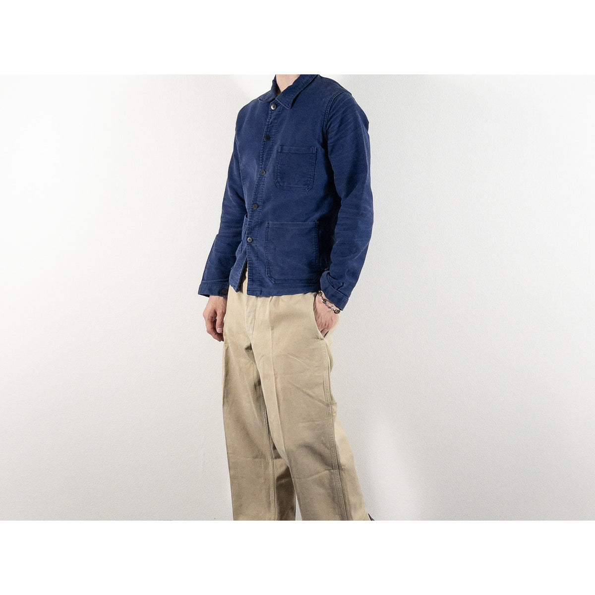 1970s "French Vintage" Blue Moleskin Work Jacket