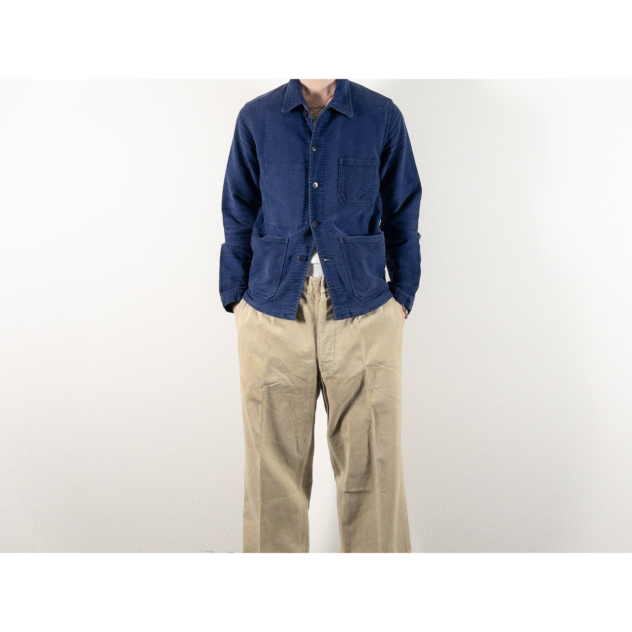 1970s "French Vintage" Blue Moleskin Work Jacket