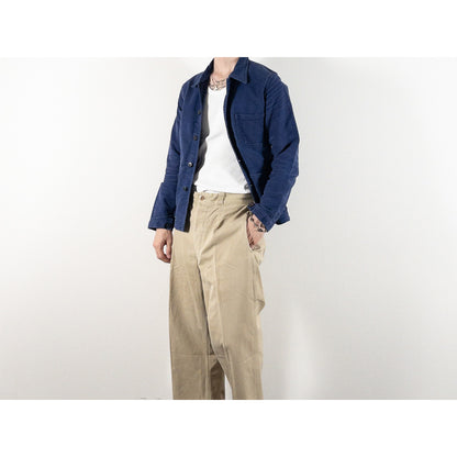 1970s "French Vintage" Blue Moleskin Work Jacket