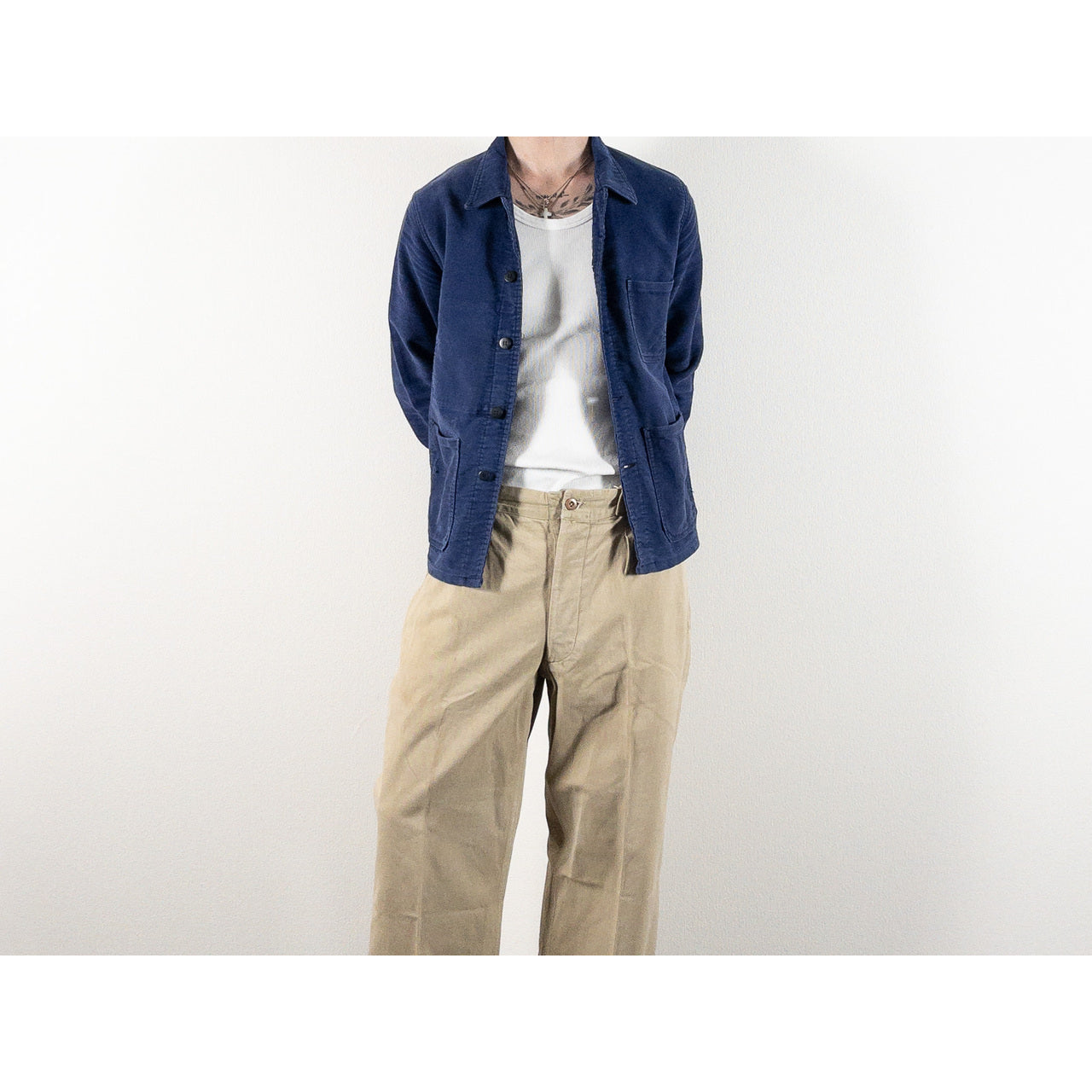 1970s "French Vintage" Blue Moleskin Work Jacket