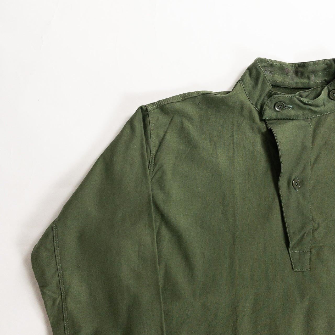 1950s "Swedish Army" Olive Cotton Pullover Shirt, Dead Stock