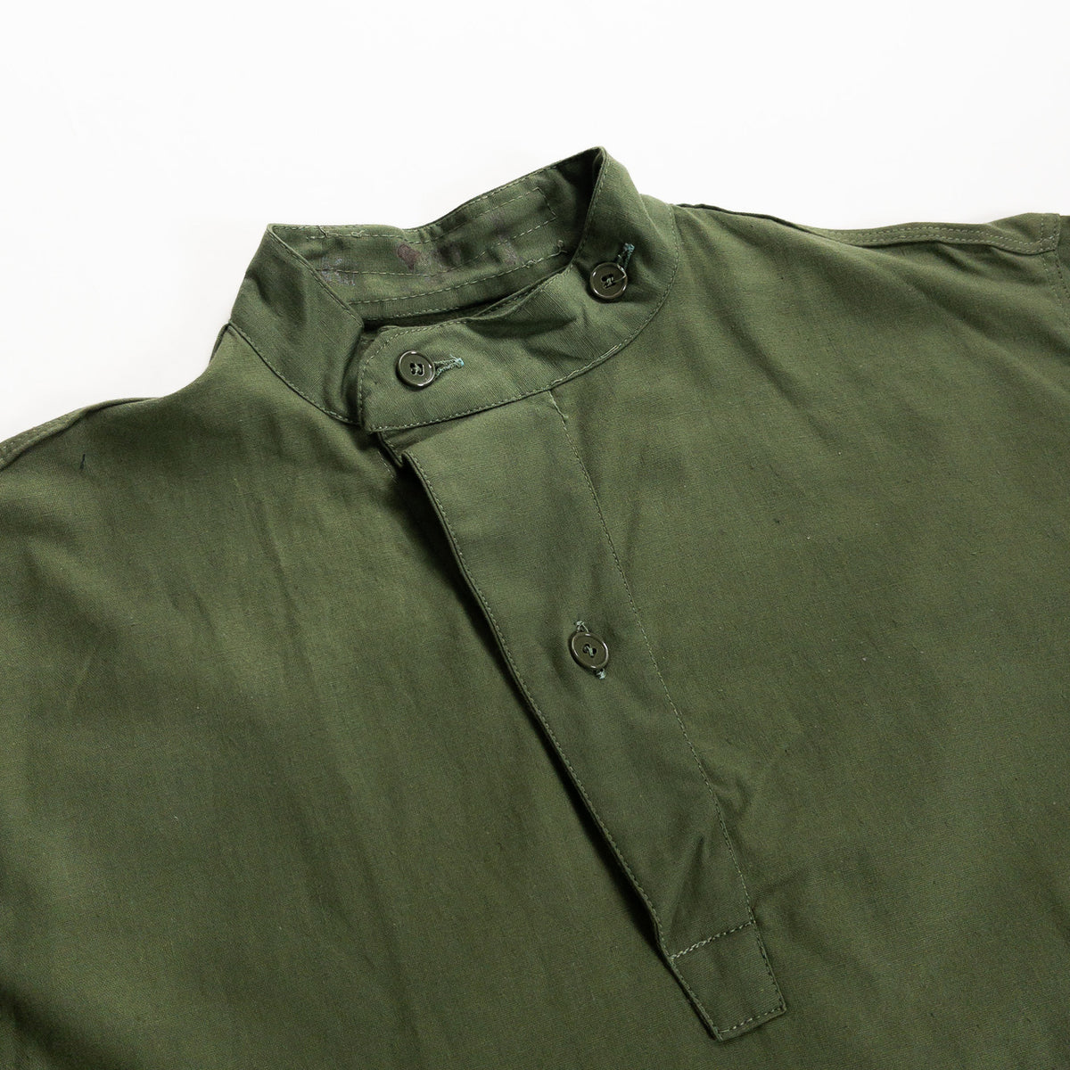 1950s "Swedish Army" Olive Cotton Pullover Shirt, Dead Stock