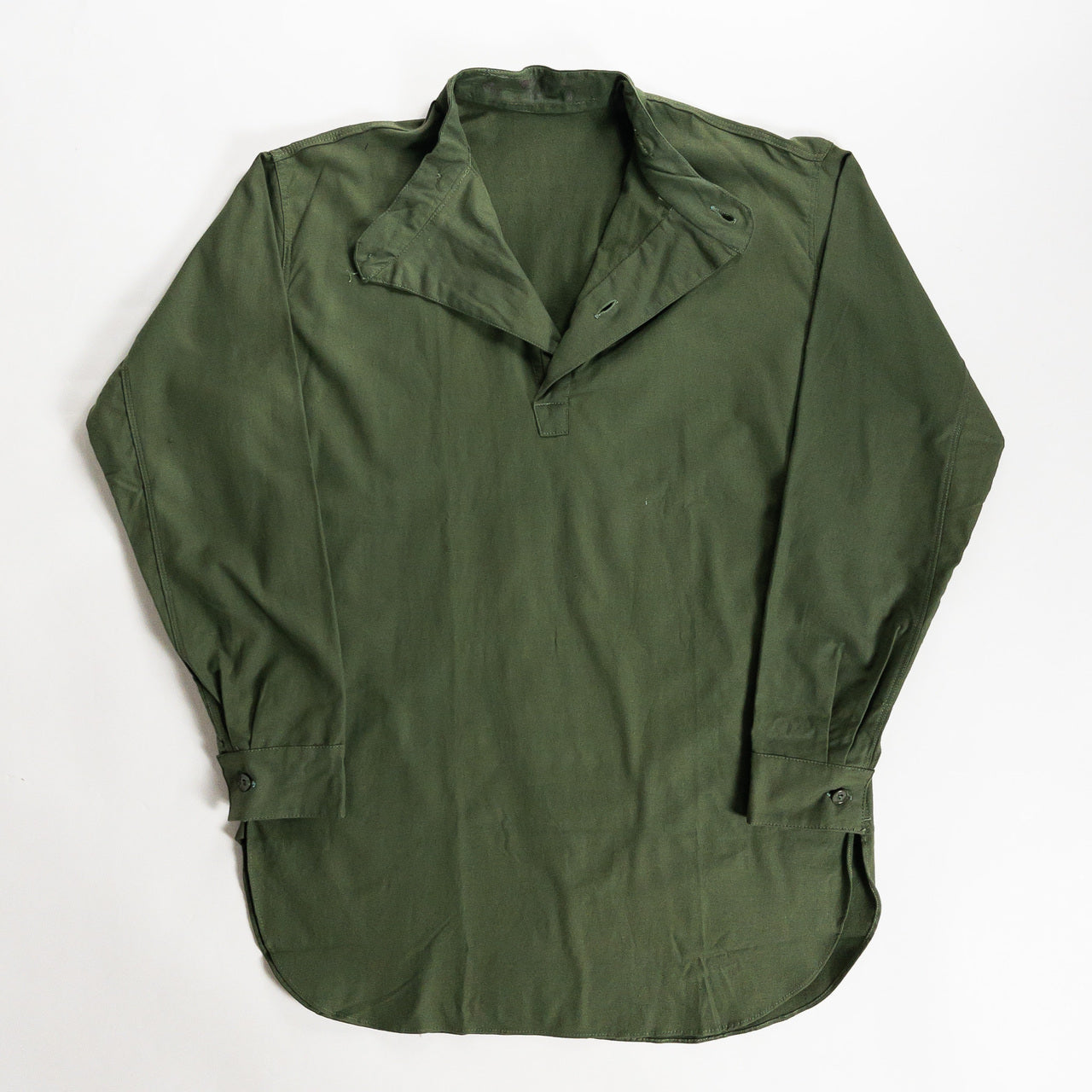 1950s "Swedish Army" Olive Cotton Pullover Shirt, Dead Stock