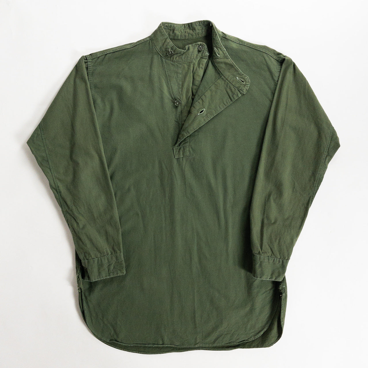 1950s "Swedish Army" Olive Cotton Pullover Shirt