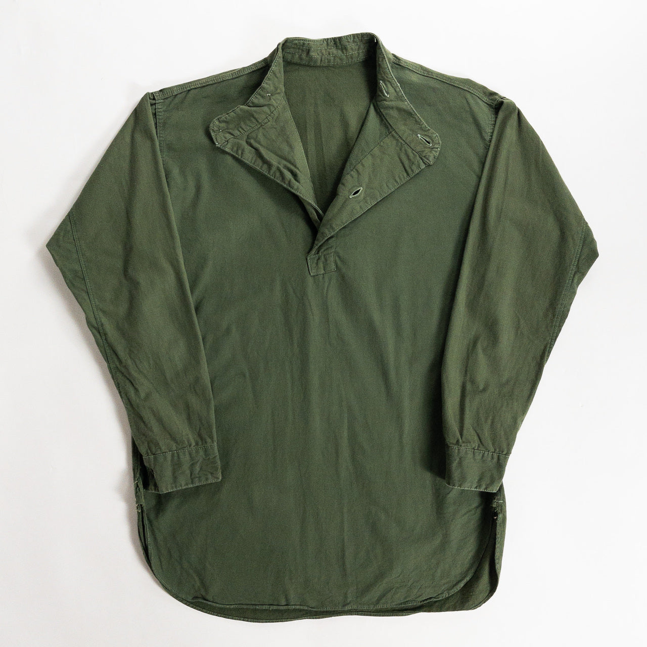 1950s "Swedish Army" Olive Cotton Pullover Shirt
