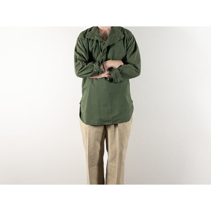 1950s "Swedish Army" Olive Cotton Pullover Shirt