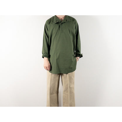 1950s "Swedish Army" Olive Cotton Pullover Shirt, Dead Stock