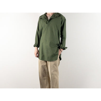 1950s "Swedish Army" Olive Cotton Pullover Shirt, Dead Stock