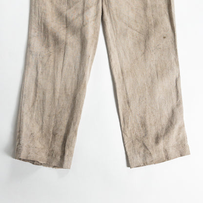 1930-40s "French Vintage" Brown Beige Linen Work Trousers