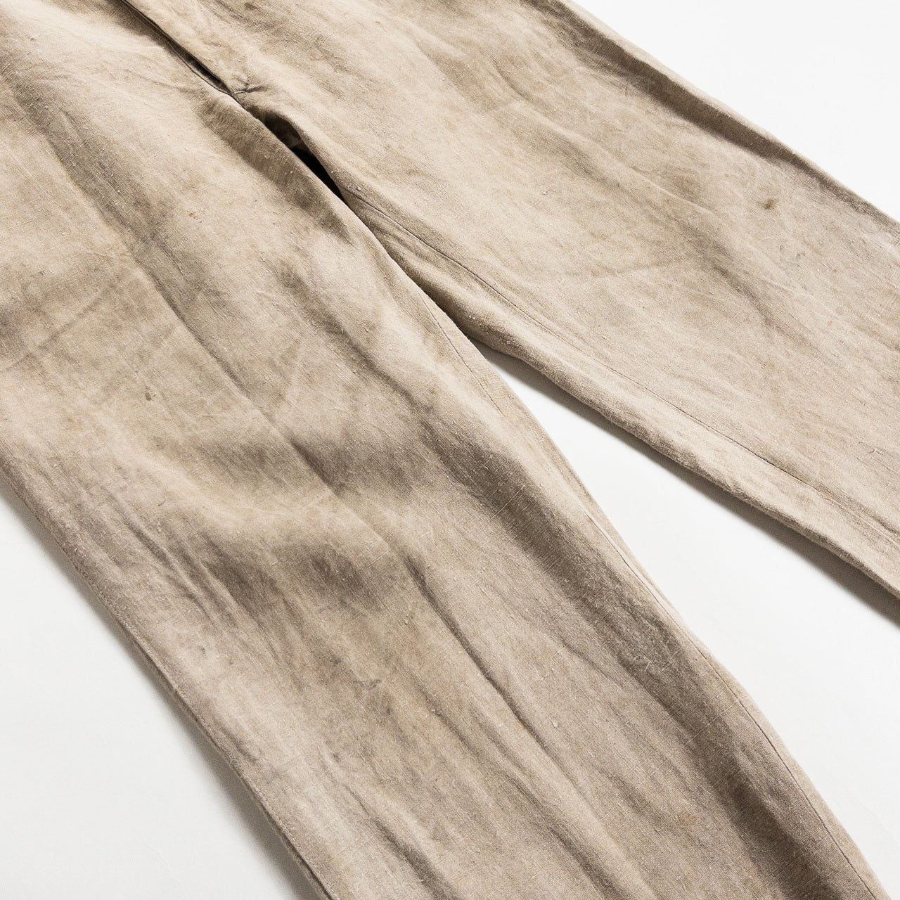 1930-40s "French Vintage" Brown Beige Linen Work Trousers