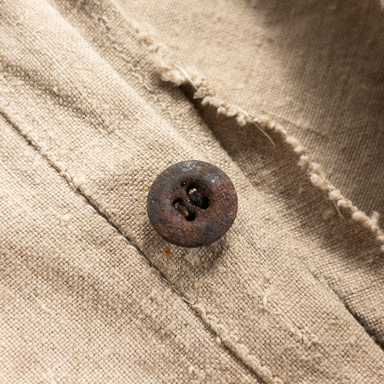 1930-40s "French Vintage" Brown Beige Linen Work Trousers
