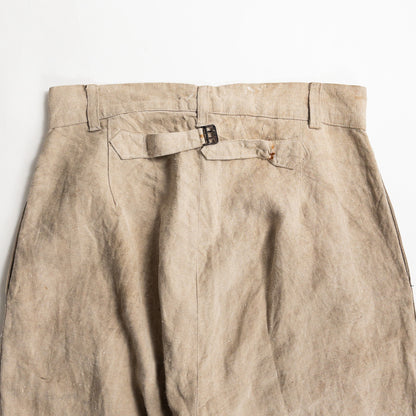 1930-40s "French Vintage" Brown Beige Linen Work Trousers