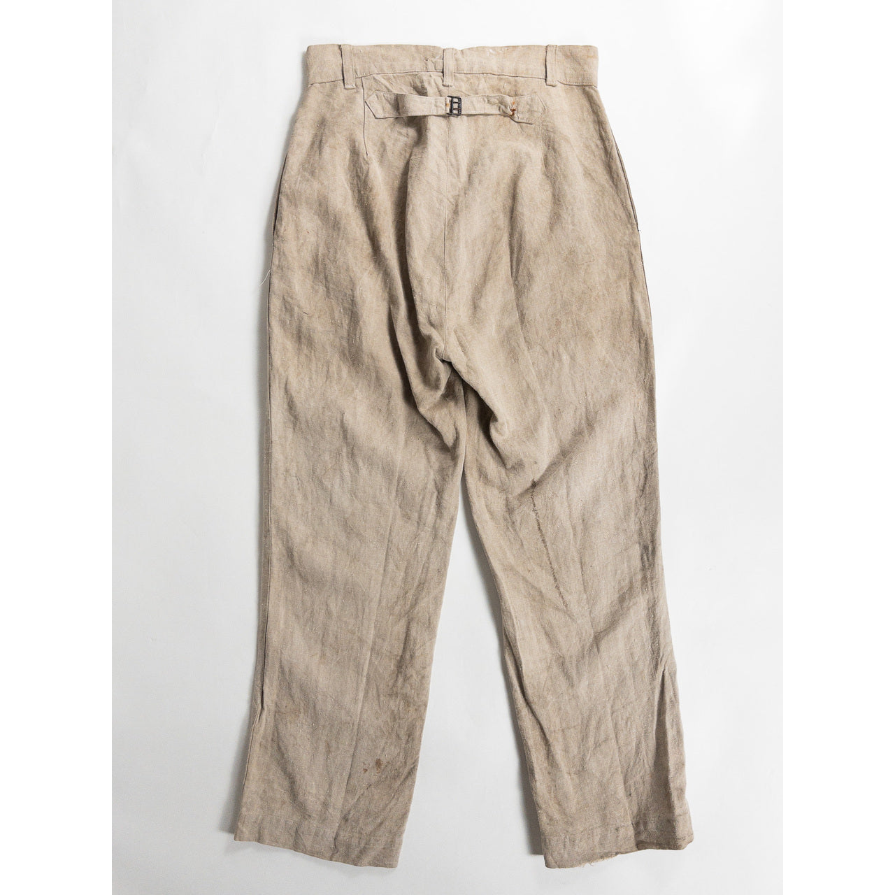 1930-40s "French Vintage" Brown Beige Linen Work Trousers