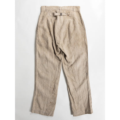 1930-40s "French Vintage" Brown Beige Linen Work Trousers