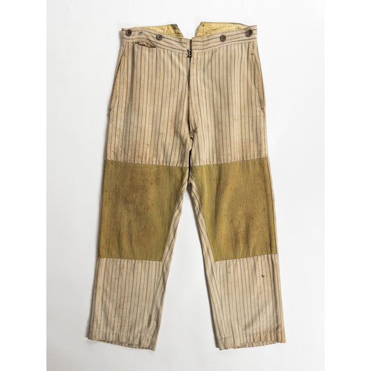 1920-40s "French Vintage" Light Brown Stripe Patch Work Trousers